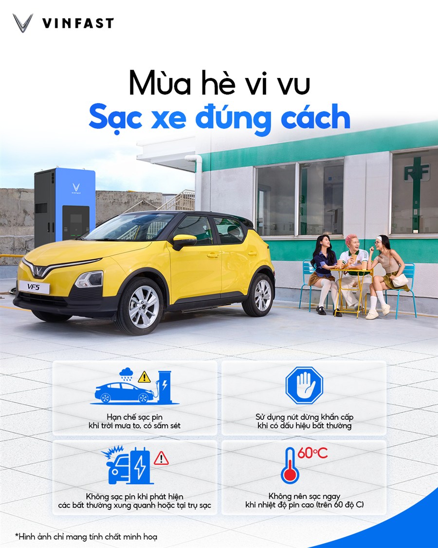 Các lưu ý an toàn khi sạc xe điện VinFast mùa hè